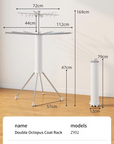 High Quality Multifunctional 2-Layer Foldable Clothes Drying Rack with Free Movement Octopus Shape
