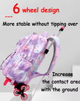 School Bag with 6 Wheels (Pink) – 3 Pieces
