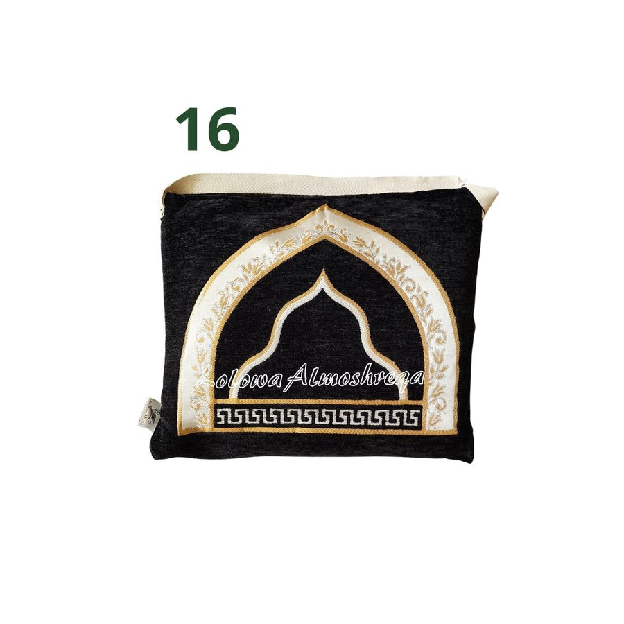 Premium Embroidered Prayer Mat with Mihrab Design With Bag