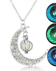 Luminous Crescent Necklace, Glowing Jewelry, Moonstone Pendant