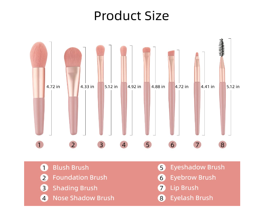 8 PCS makeup brushes set professional for Cosmetics with Makeup Bag