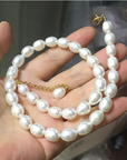 Elegant Pearl Necklace for Women,18inch/45cm + 5cm Extension Chain, with Stainless Steel real gold plating clasp