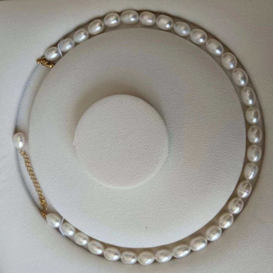 Elegant Pearl Necklace for Women,18inch/45cm + 5cm Extension Chain, with Stainless Steel real gold plating clasp