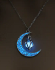 Luminous Crescent Necklace, Glowing Jewelry, Moonstone Pendant