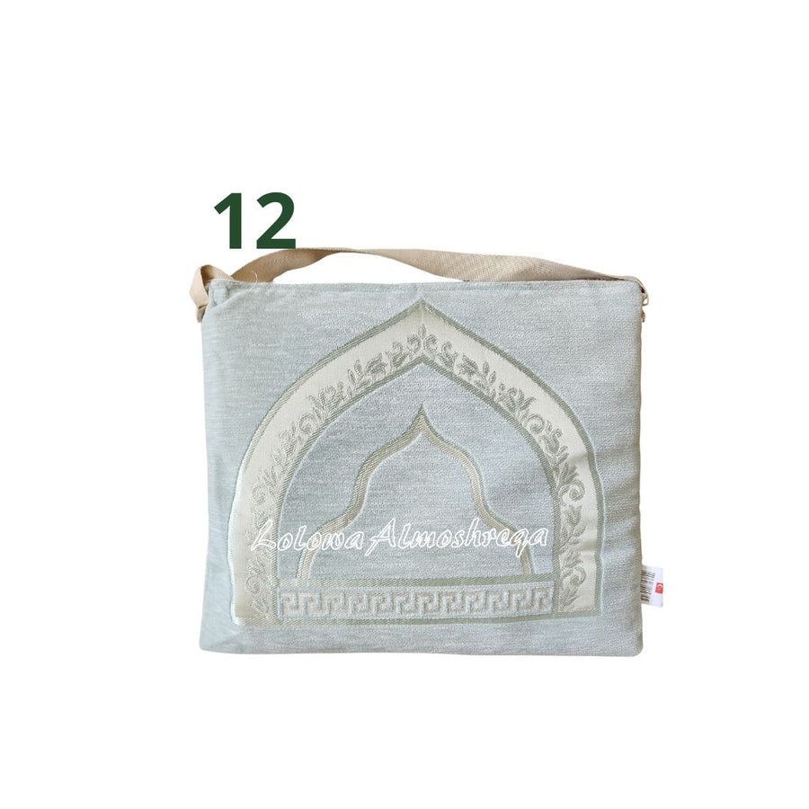 Premium Embroidered Prayer Mat with Mihrab Design With Bag