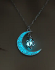 Luminous Crescent Necklace, Glowing Jewelry, Moonstone Pendant