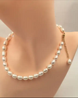 Elegant Pearl Necklace for Women,18inch/45cm + 5cm Extension Chain, with Stainless Steel real gold plating clasp