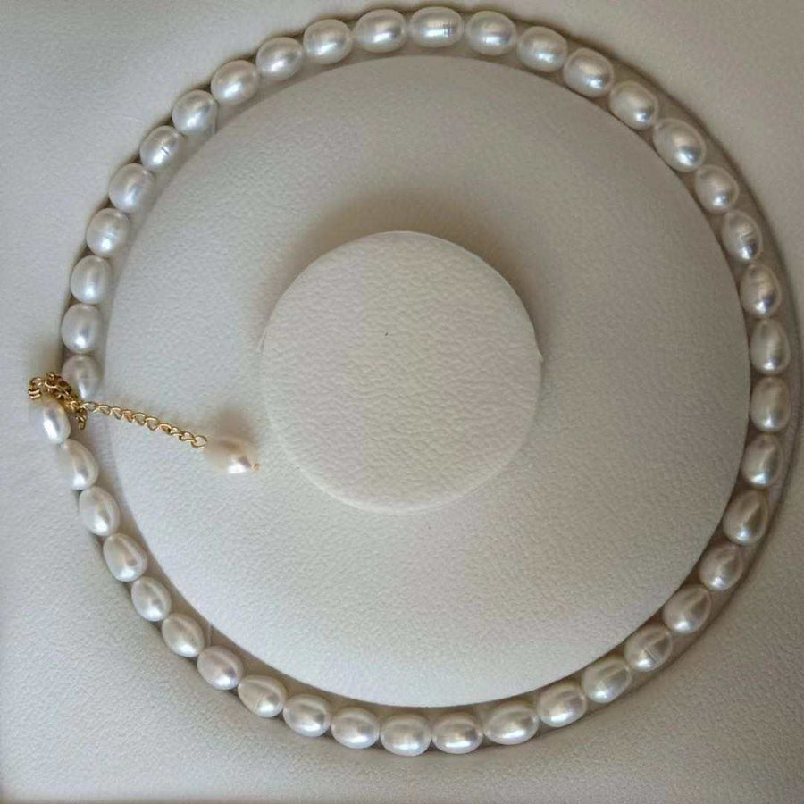 Elegant Pearl Necklace for Women,18inch/45cm + 5cm Extension Chain, with Stainless Steel real gold plating clasp