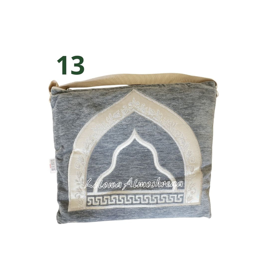 Premium Embroidered Prayer Mat with Mihrab Design With Bag