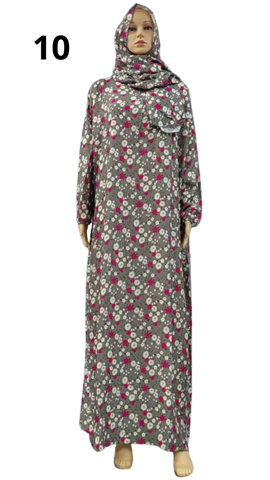 Floral decorated prayer garment for girls aged 14-17 years