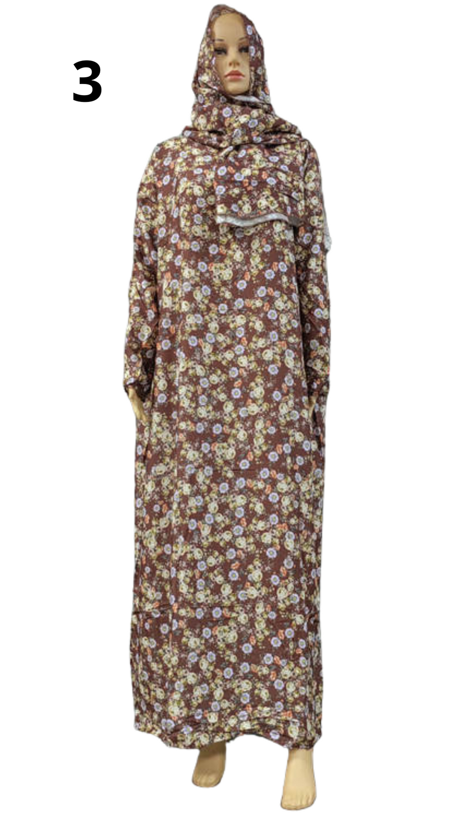 Floral decorated prayer garment for girls aged 14-17 years