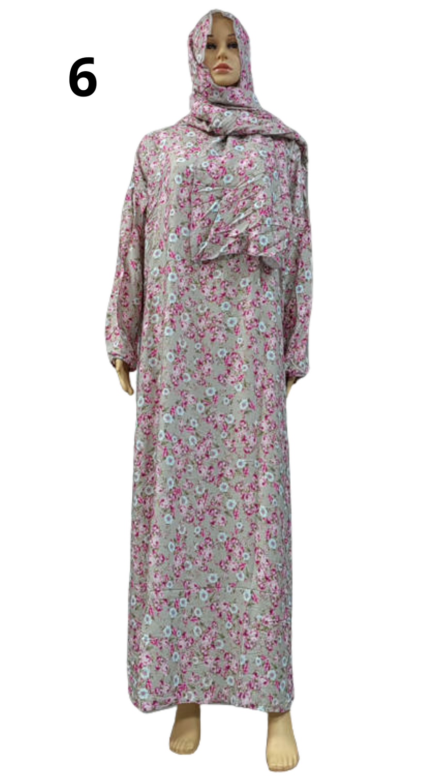 Floral decorated prayer garment for girls aged 14-17 years