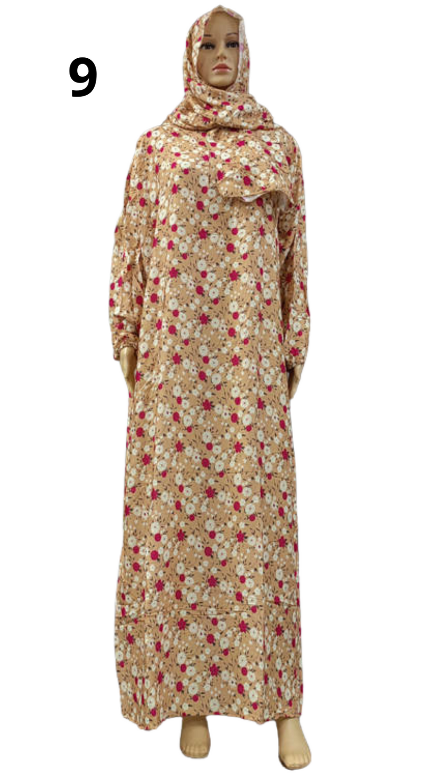 Floral decorated prayer garment for girls aged 14-17 years