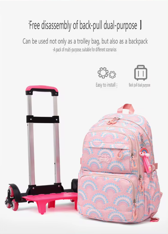 School Bag with Six Wheels  – 3 Pieces