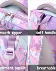 School Bag with 6 Wheels (Pink) – 3 Pieces