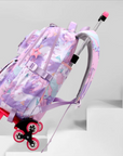 School Bag with 6 Wheels (Pink) – 3 Pieces