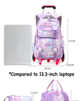 School Bag with 6 Wheels (Pink) – 3 Pieces