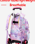 School Bag with 6 Wheels (Pink) – 3 Pieces