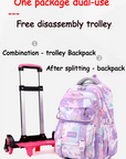 School Bag with 6 Wheels (Pink) – 3 Pieces